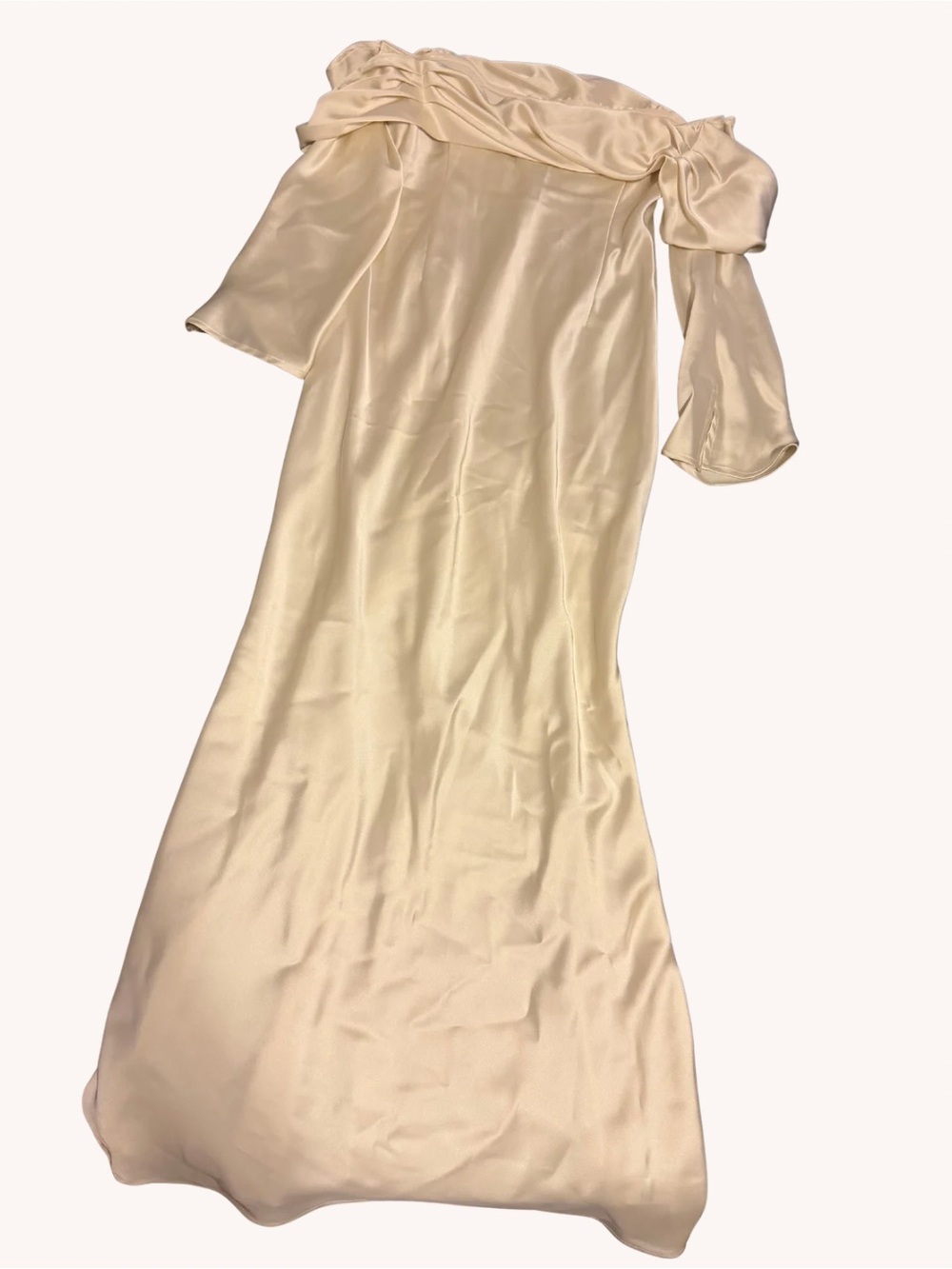 Fashion Nova Strapless Satin Gown in Champagne